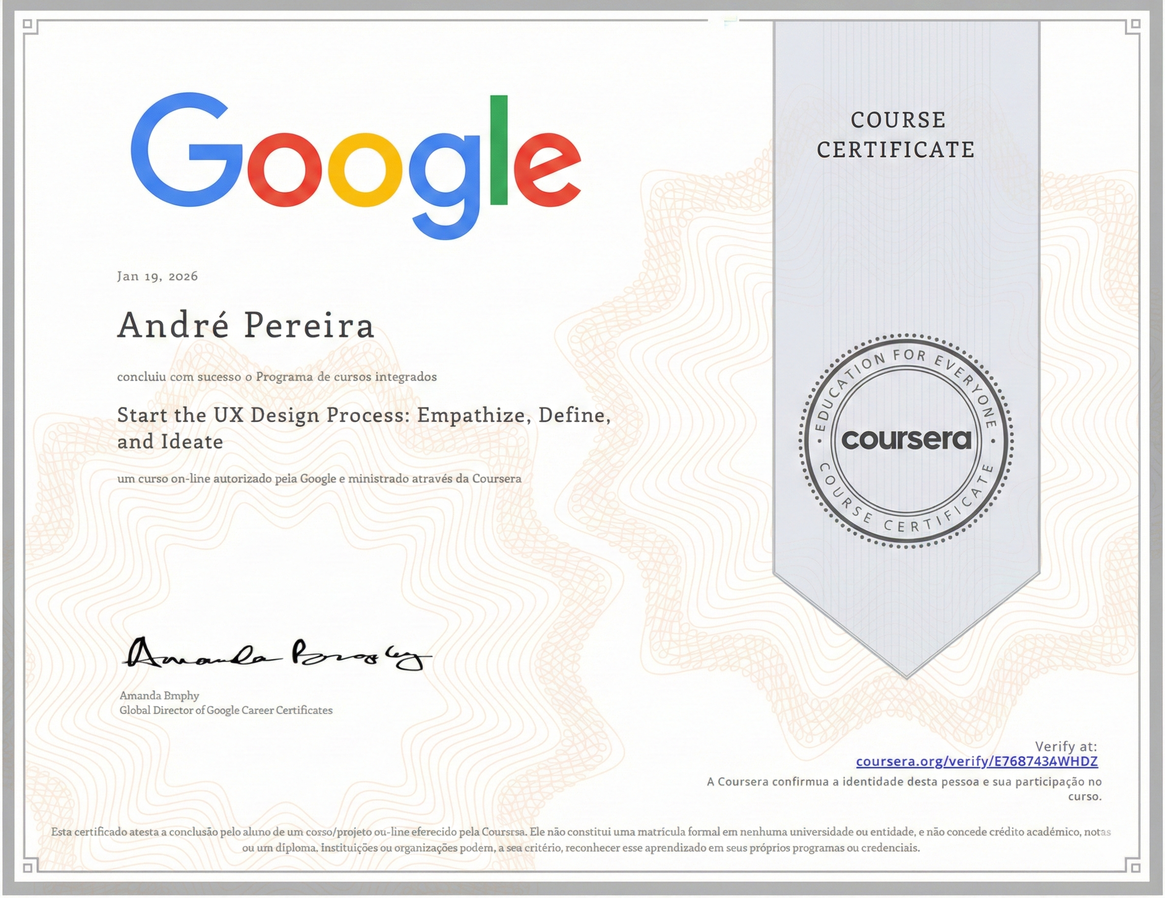 Certificado Google UX - Processo de Design